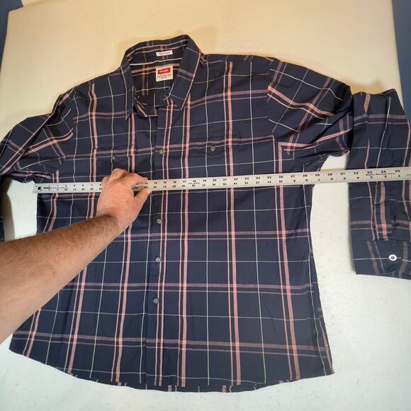 Wrangler Flex for Comfort Button Down Shirt Men 3XL Blue Pink Plaid Long Sleeve - Picture 6 of 12